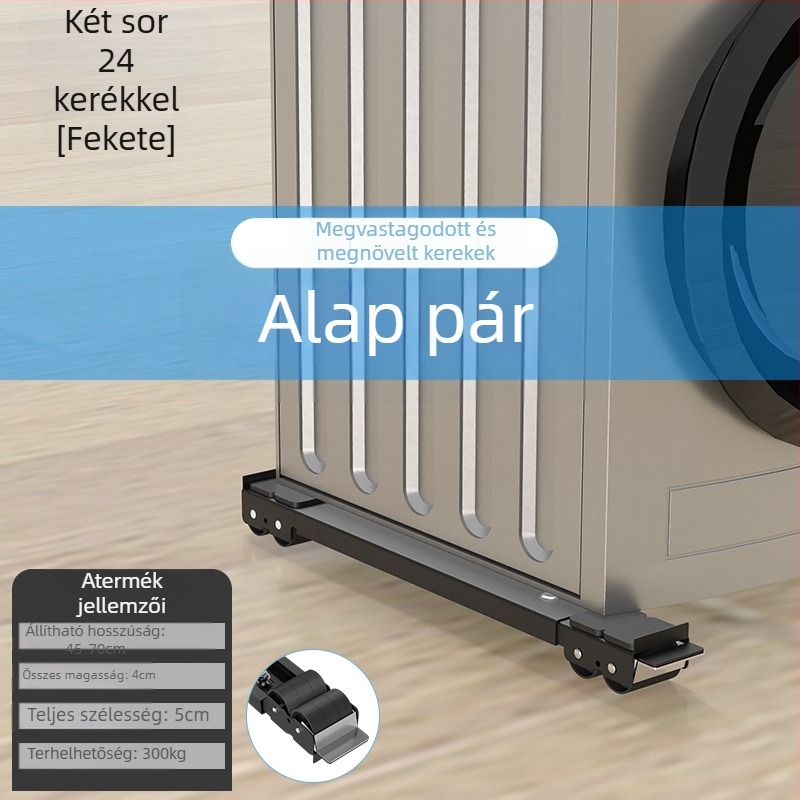 Vasból készült mosógép és hűtő alátámasztó alap, mozgatható görgőkkel, állítható