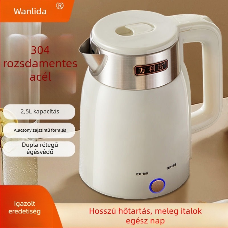 Gravírozott logóval ellátott elektromos vízforraló, állandó hőmérséklet, 2 L+ kapacitás, 1000–1500 W, 360° alap