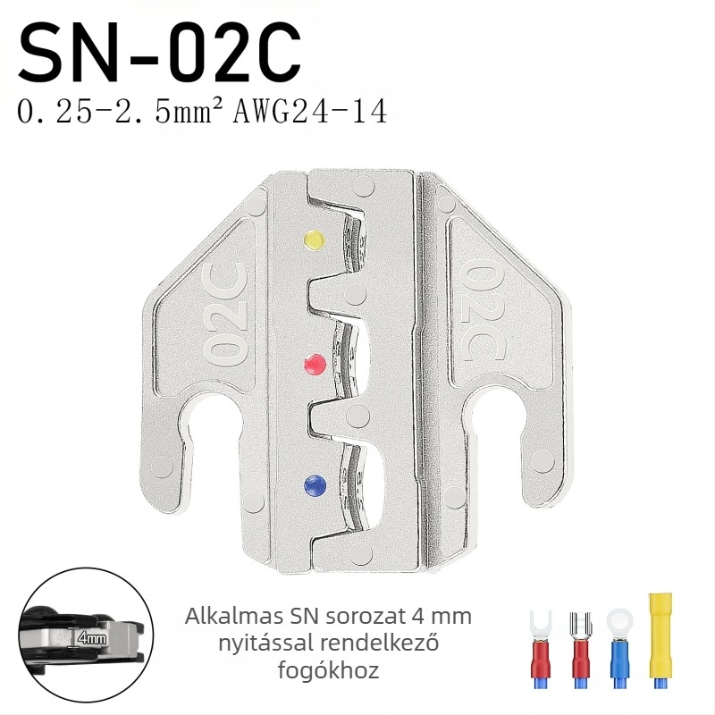 SN sorozat krimpelőfogók, terminálokhoz, vas-nikkel ötvözet, tömeg 0,02