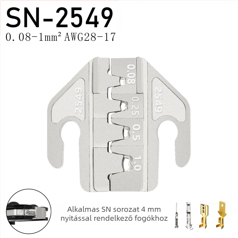 SN sorozat krimpelőfogók, terminálokhoz, vas-nikkel ötvözet, tömeg 0,02