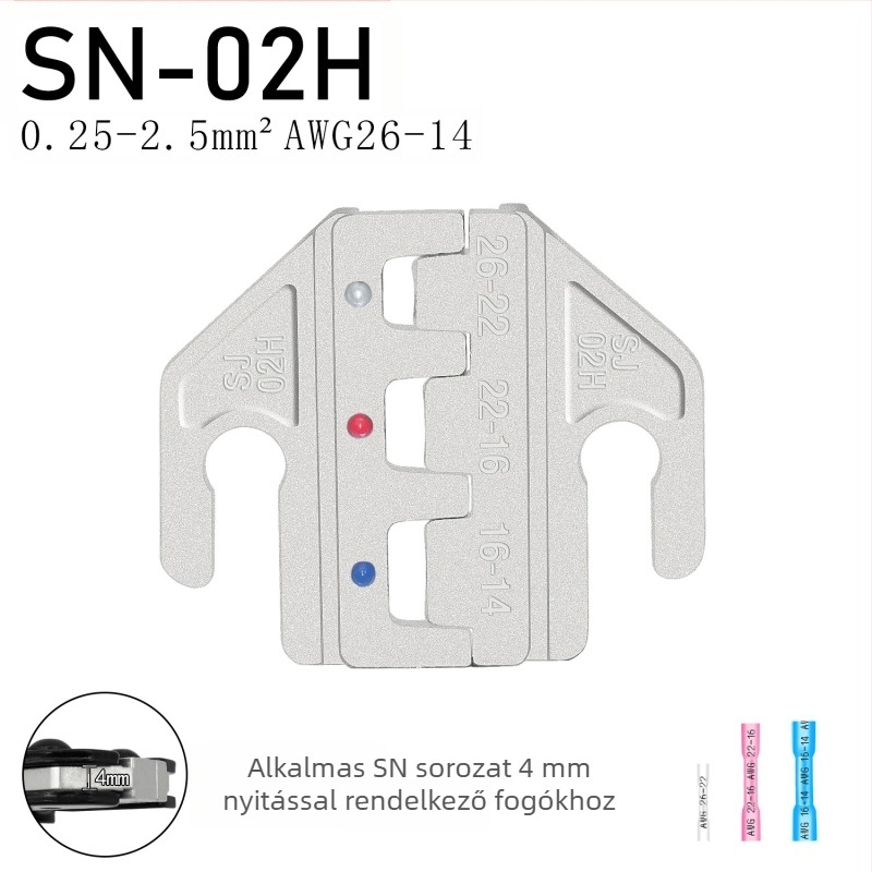 SN sorozat krimpelőfogók, terminálokhoz, vas-nikkel ötvözet, tömeg 0,02