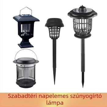 Napelemes szúnyogirtó lámpa, esőálló, hordozható gyephez, szúnyogcsapda, 6–12 órás működési idő