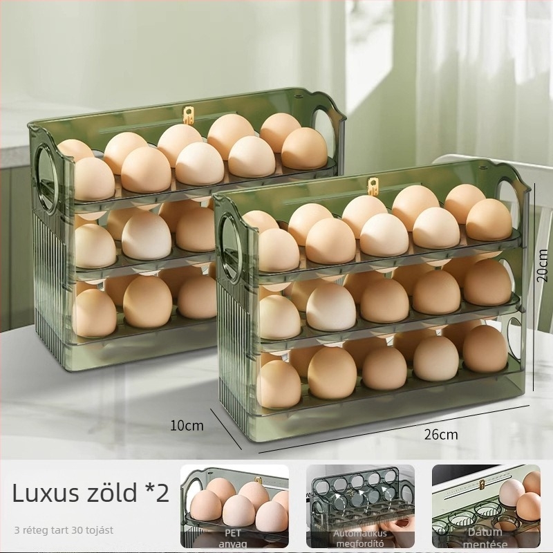 Tojás tároló hűtőbe, átlátszó, élelmiszer-minőségű műanyag, oldalsó ajtóval