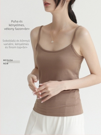 Modal anyagú camisole felső, karcsú szabás, nem levehető vállpántokkal, lazább japán-koreai stílus