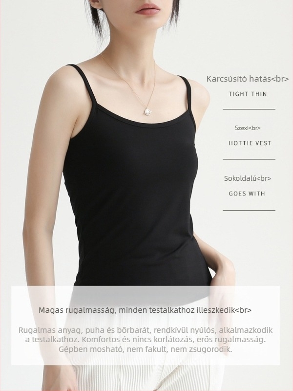 Modal anyagú camisole felső, karcsú szabás, nem levehető vállpántokkal, lazább japán-koreai stílus