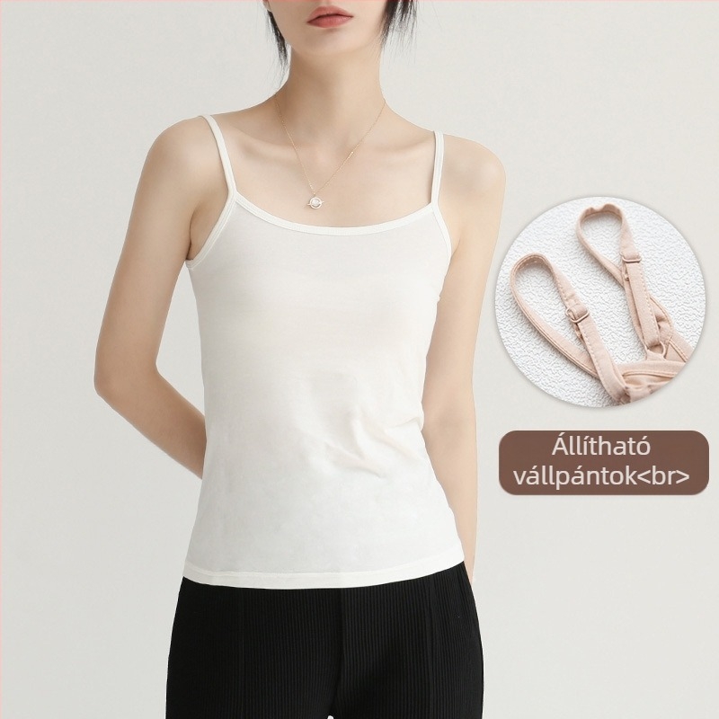 Modal anyagú camisole felső, karcsú szabás, nem levehető vállpántokkal, lazább japán-koreai stílus