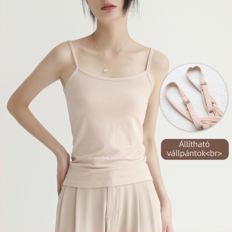 Modal anyagú camisole felső, karcsú szabás, nem levehető vállpántokkal, lazább japán-koreai stílus