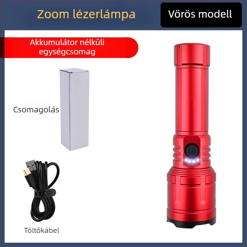 LED zseblámpa kempinghez és kültérre – 20W, újratölthető, akkumulátor 18650/26650, 360° forgatható, hatótávolság ≥500 m