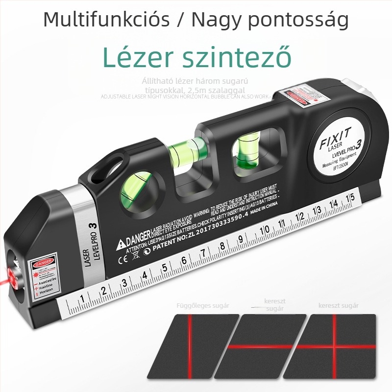 Infravörös lézeres szint, erős mágneses rögzítés, háztartási használatra, vízszintes mérővonal, közönséges szint
