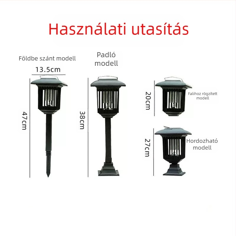 Kültéri napelemes szúnyogriasztó lámpa LED-del, 3W, 1.2V, kerek formájú