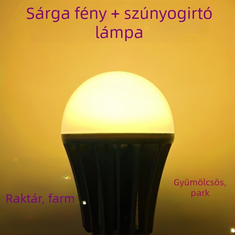 LED rovarirtó lámpa csirkeotthonhoz – LED fényforrás, 41-60㎡ lefedettség, csapda fénytörés + elektromos sokk, ABS ház, nikkel-zink-vas háló