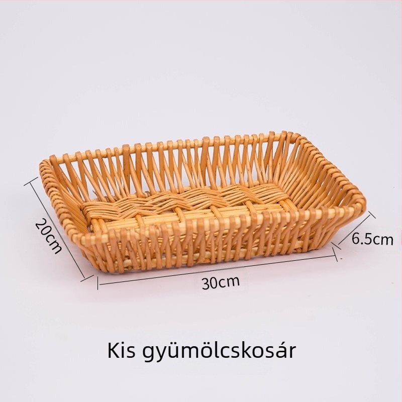 Kültéri piknik kosár, rattan- és bambusz kivitelben, hordozható tároló kosár