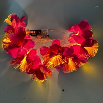 Virág alakú LED fényfüzér, IP44 védelem, 10 LED, akkumulátorral működik