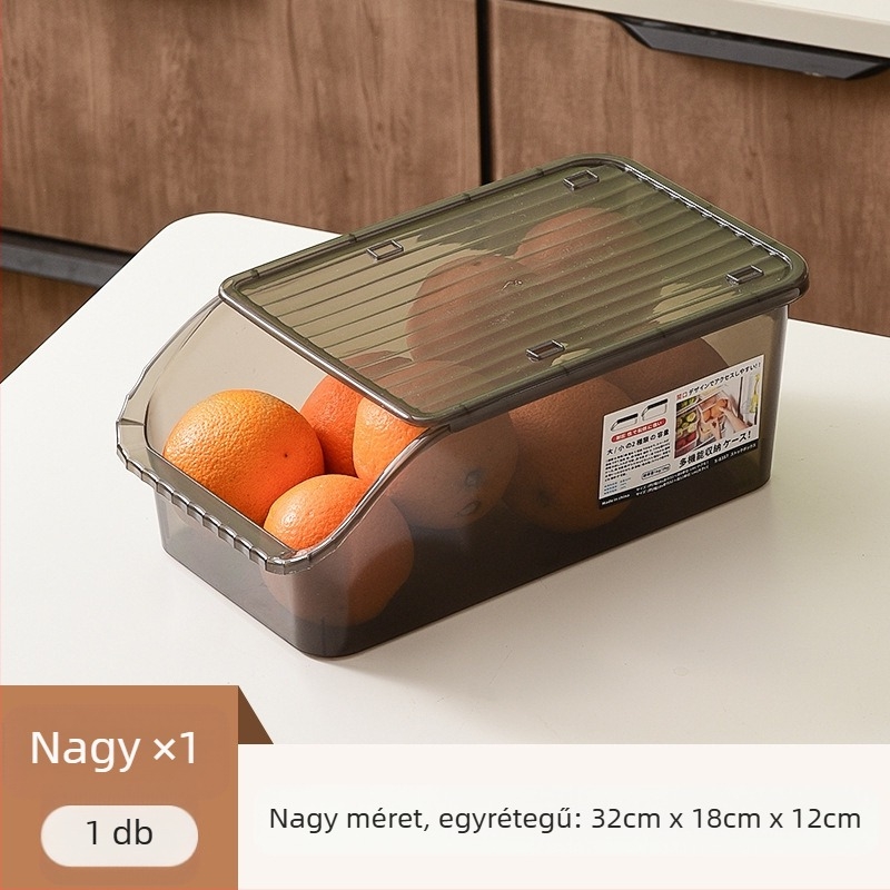 Hűtőszekrény tároló doboz, élelmiszer-minőségű műanyag, megőrzi a frissességet, zárható, modern minimalista dizájn