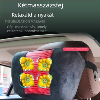 Autó- és otthoni nyaki és háti masszírozó – kneading masszázs, melegítés és rezgés, 6+ masszázsfő, 3. fokozat, vezetékes kézi vezérlés