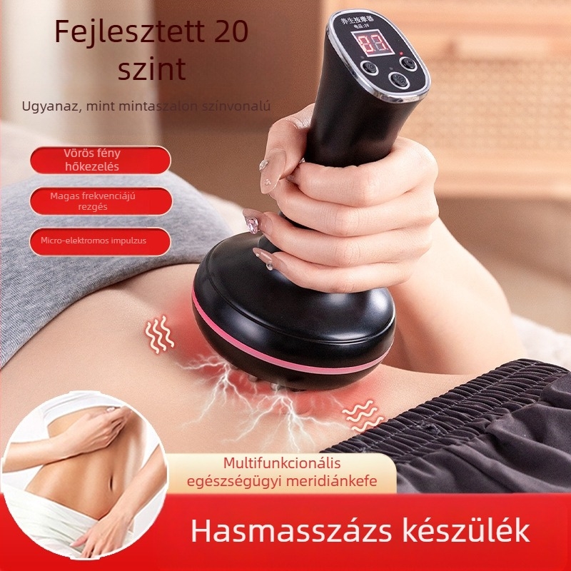 Elektromos meridián ecset és hasmasszírozó 20 sebességgel, fényterápiával és forró kompresszióval – otthoni használatra (20 sebesség; fényterápia; forró kompresszió)