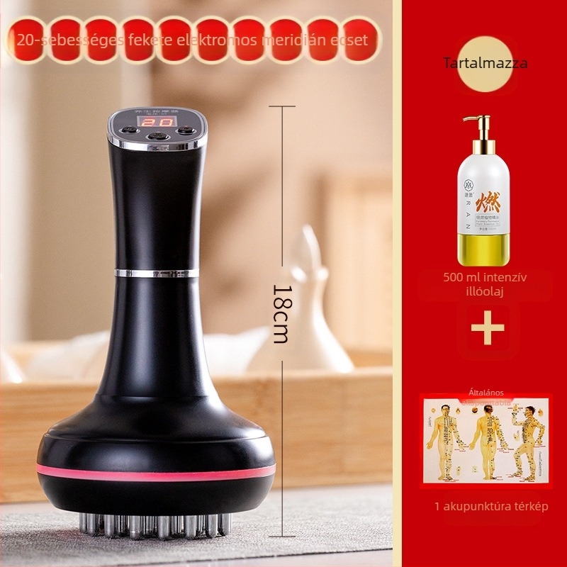 Elektromos meridián ecset és hasmasszírozó 20 sebességgel, fényterápiával és forró kompresszióval – otthoni használatra (20 sebesség; fényterápia; forró kompresszió)