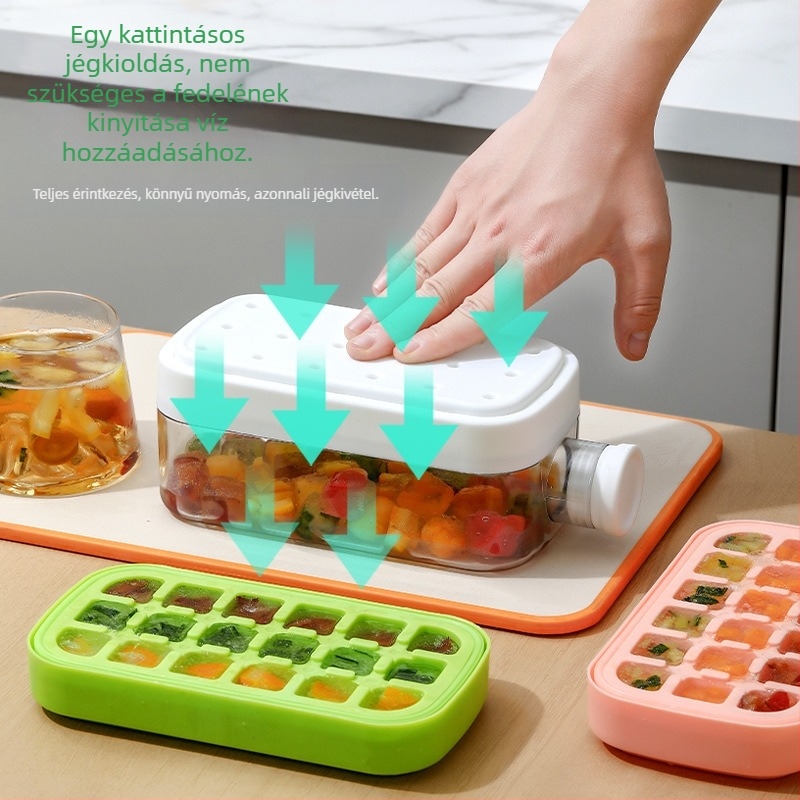 Jégkocka forma fedéllel, élelmiszer-minőségű PP műanyagból, könnyen kiemelhető, testreszabható, otthoni használatra