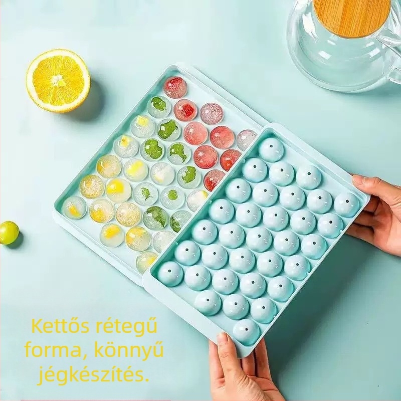 Jégkocka forma fedéllel, élelmiszer-minőségű PP műanyagból, könnyen kiemelhető, testreszabható, otthoni használatra