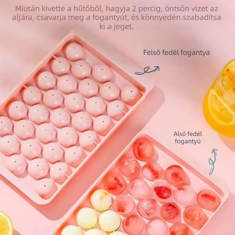 Jégkocka forma fedéllel, élelmiszer-minőségű PP műanyagból, könnyen kiemelhető, testreszabható, otthoni használatra