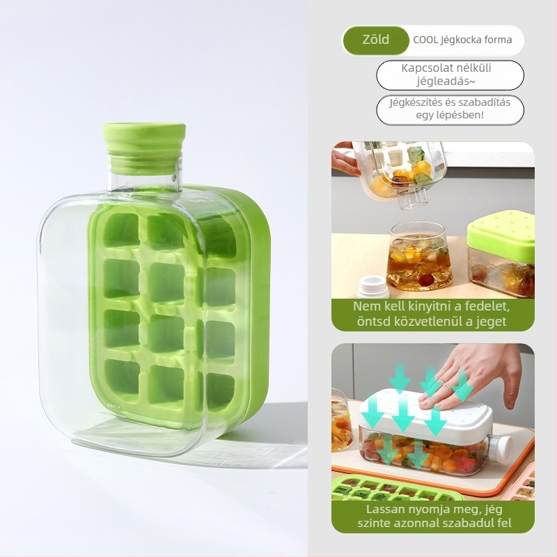 Jégkocka forma fedéllel, élelmiszer-minőségű PP műanyagból, könnyen kiemelhető, testreszabható, otthoni használatra