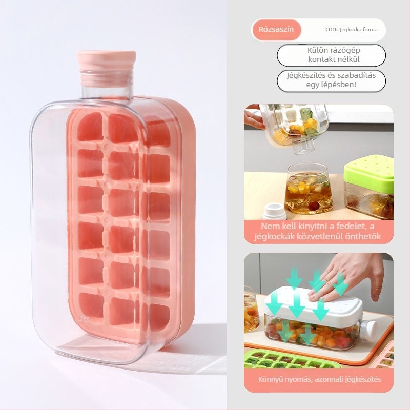 Jégkocka forma fedéllel, élelmiszer-minőségű PP műanyagból, könnyen kiemelhető, testreszabható, otthoni használatra