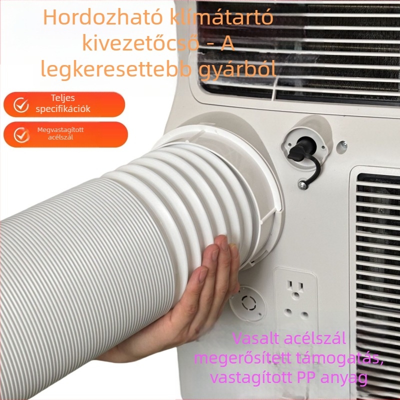 Teleszkópos kiáramlócső mobil klímaberendezéshez – vastagított acélszálakkal megerősített cső és hajlékony burkolat