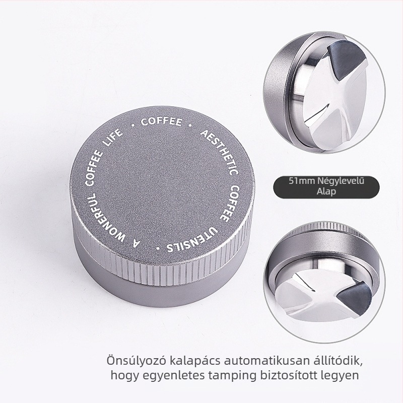 Rozsdamentes acél gravitációs kávétamper, állítható magasságú, 390 g