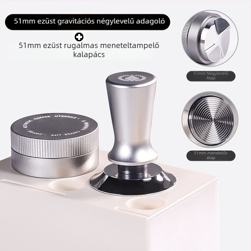 Rozsdamentes acél gravitációs kávétamper, állítható magasságú, 390 g