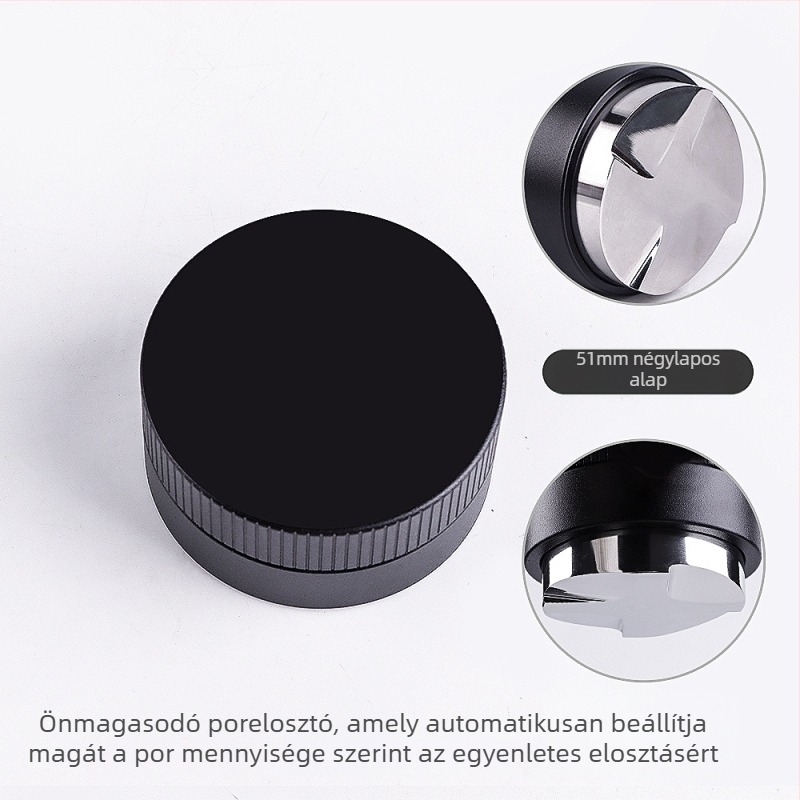 Rozsdamentes acél gravitációs kávétamper, állítható magasságú, 390 g