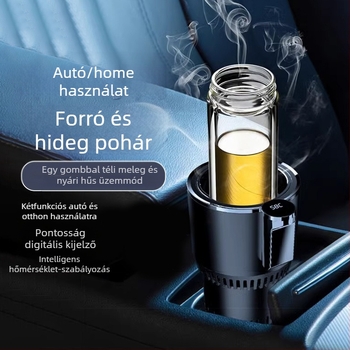 Kétfunkciós autós italos pohár – forró és hideg italokhoz, 36W, modell R-8022, ABS–alumínium ötvözet, Cool Car Star