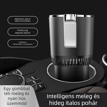 Kétfunkciós autós italos pohár – forró és hideg italokhoz, 36W, modell R-8022, ABS–alumínium ötvözet, Cool Car Star