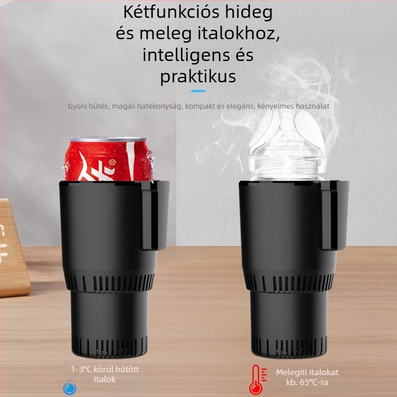 Kétfunkciós autós italos pohár – forró és hideg italokhoz, 36W, modell R-8022, ABS–alumínium ötvözet, Cool Car Star