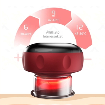 Elektromos intelligens vákuum masszírozó készülék fűtési funkcióval, USB tápegység, ABS test, 4 sebességfokozat, 1200 mA akkumulátor, CE tanúsítvány