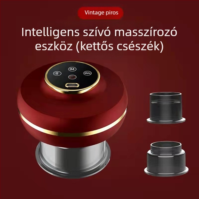 Elektromos intelligens vákuum masszírozó készülék fűtési funkcióval, USB tápegység, ABS test, 4 sebességfokozat, 1200 mA akkumulátor, CE tanúsítvány