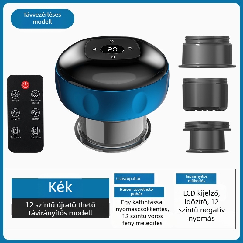 Elektromos intelligens vákuum masszírozó készülék fűtési funkcióval, USB tápegység, ABS test, 4 sebességfokozat, 1200 mA akkumulátor, CE tanúsítvány