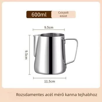 Latte art pohár mérőskálával és keskeny kifolyóval