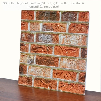 3D Öntapadós falitapas textúra tégla, vastagított vízálló PVC anyag, antibakteriális és penészmentes dekor a nappalira és hálószobára