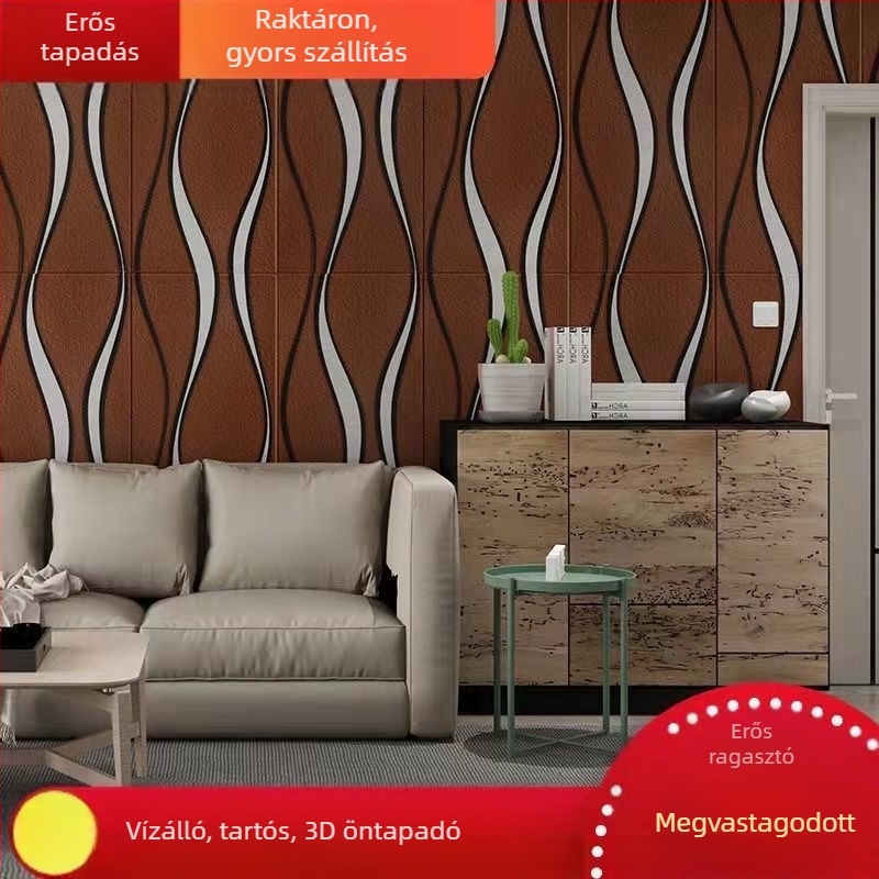 3D falpanel mural hálószobába, karcolásálló és vízálló, XPE habos anyag, absztrakt modern dizájn, telepítési szolgáltatás elérhető