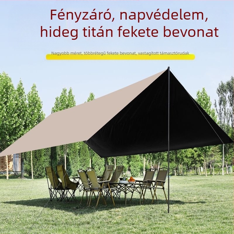 Gyorsnyitású vinil sátor – minden egyben kempingezéshez: árnyékolás, grill és teafőzés, hordozható kültéri menedék (4,5 × 2,4 m, 2–20 fő)