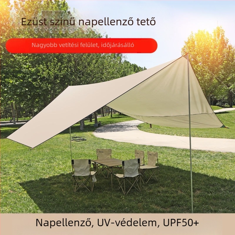 Gyorsnyitású vinil sátor – minden egyben kempingezéshez: árnyékolás, grill és teafőzés, hordozható kültéri menedék (4,5 × 2,4 m, 2–20 fő)