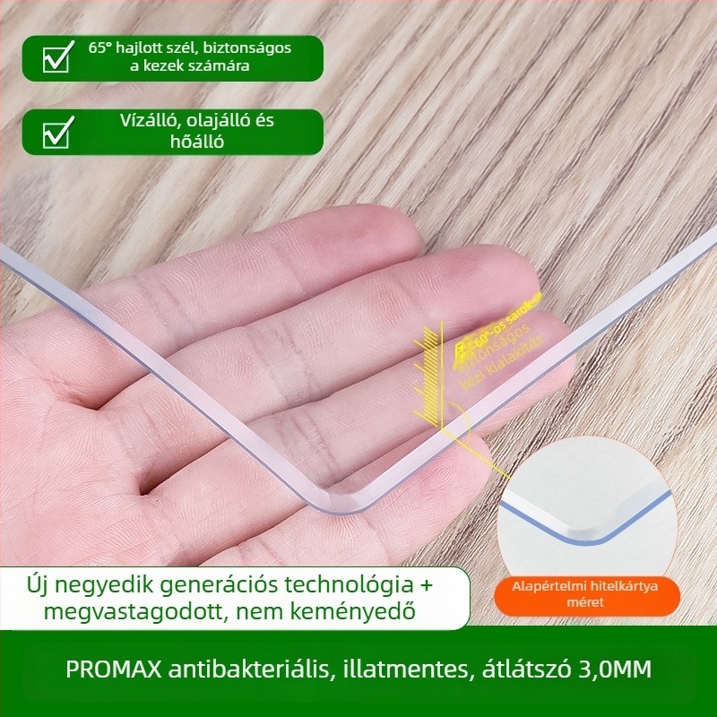 Négyszögletes, átlátszó PVC asztali alátét matt felülettel – vízálló, por- és olajálló, hőálló és karcolásálló