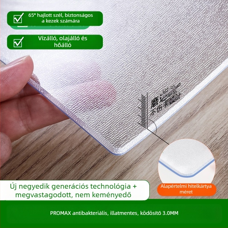 Négyszögletes, átlátszó PVC asztali alátét matt felülettel – vízálló, por- és olajálló, hőálló és karcolásálló
