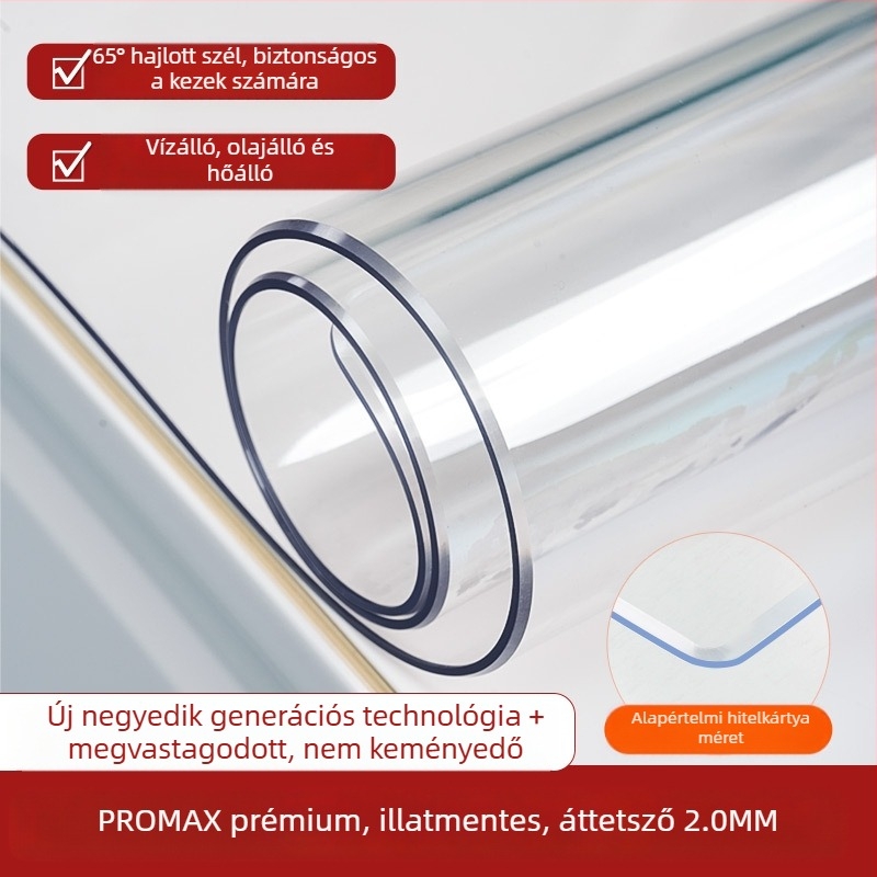 Négyszögletes, átlátszó PVC asztali alátét matt felülettel – vízálló, por- és olajálló, hőálló és karcolásálló