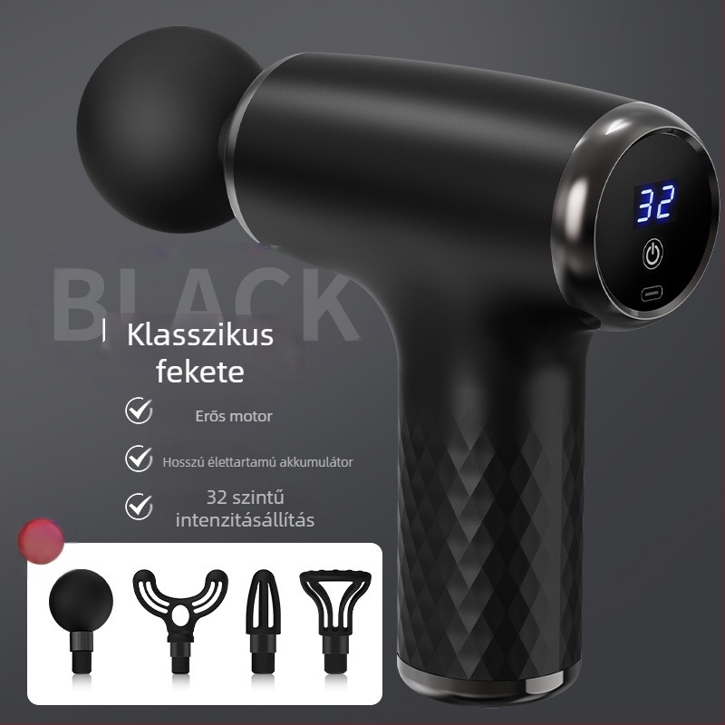 Fascia masszírozó pisztoly nyakra, deréktájra, csípőre, lábakra, hátra és talpakra — újratölthető, több sebességű működés, mechanikus vezérlés, modellek: 828/888/858/818