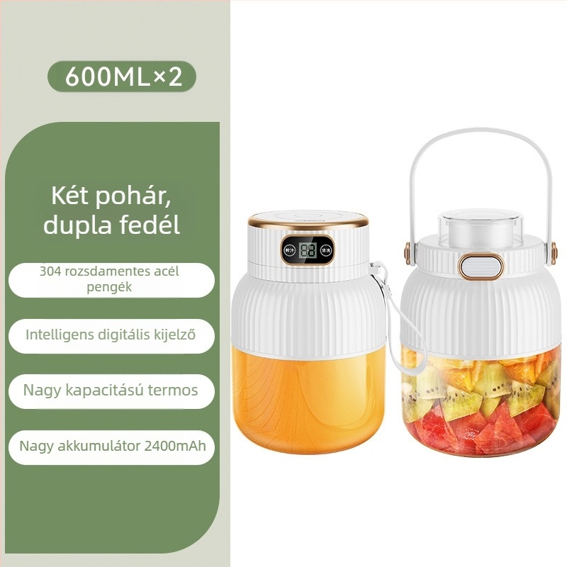 Hordozható gyümölcs- és zöldséglé facsaró, kapacitás 601–800 ml, 200 W, 20001–22000 rpm, 5+ pengével, beépített akkumulátor