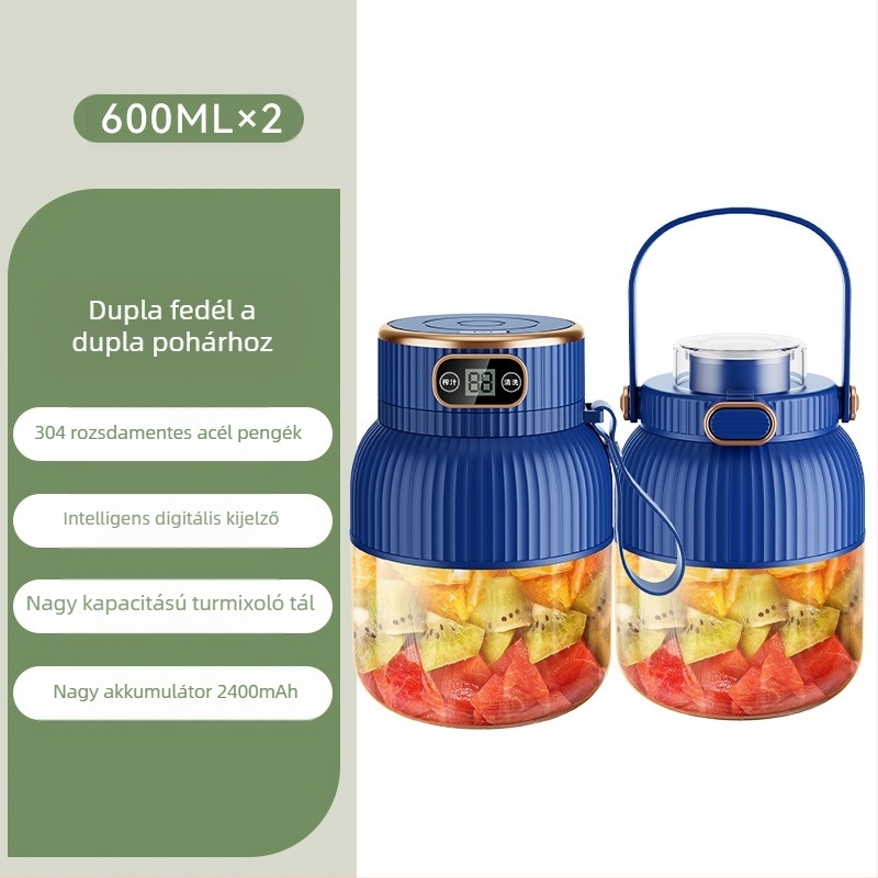 Hordozható gyümölcs- és zöldséglé facsaró, kapacitás 601–800 ml, 200 W, 20001–22000 rpm, 5+ pengével, beépített akkumulátor