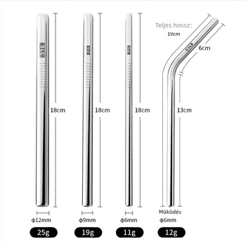 Szívószál, 316 rozsdamentes acél, egyenes, hordozható háztartási használatra tejhez, kávéhoz vagy zabkásához