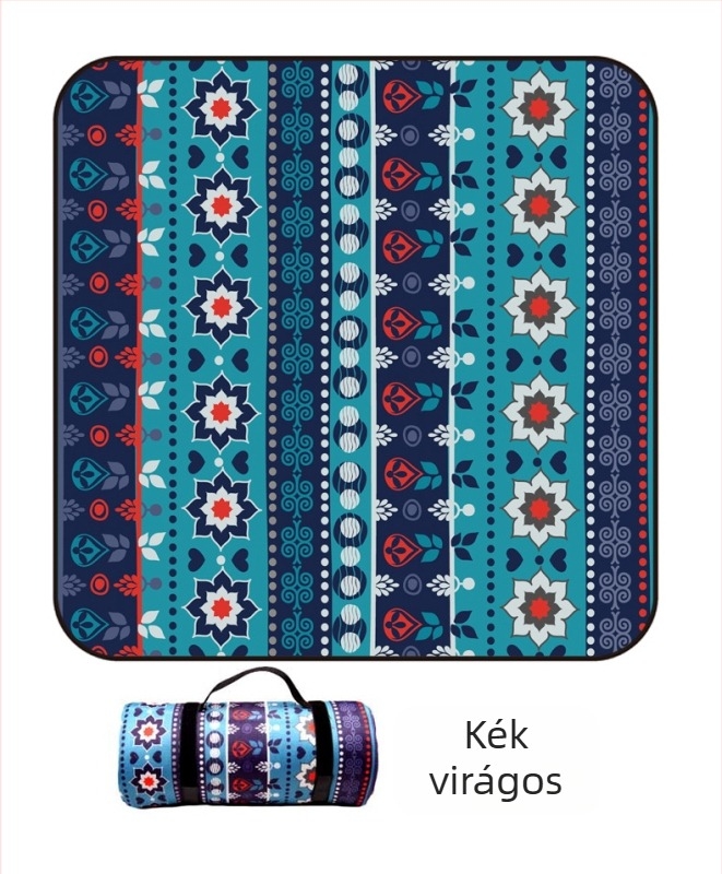 Piknik takaró flanelből és alumíniumfóliával, vízálló és nedvességálló, több személyes használatra, súly 1000 g