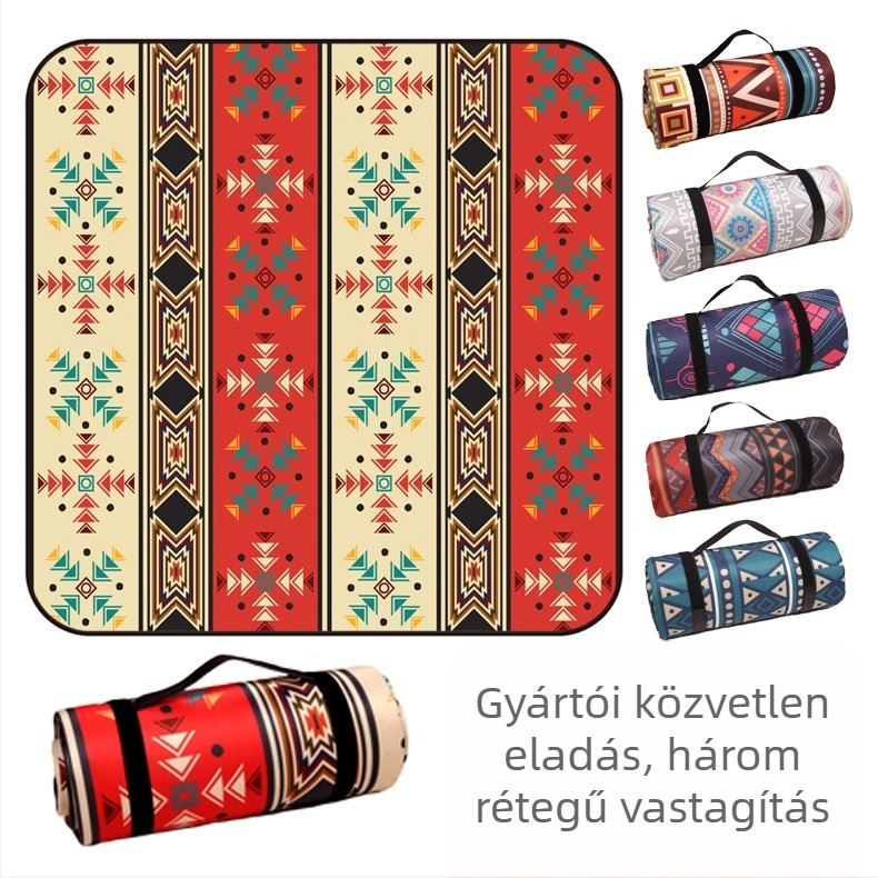 Piknik takaró flanelből és alumíniumfóliával, vízálló és nedvességálló, több személyes használatra, súly 1000 g